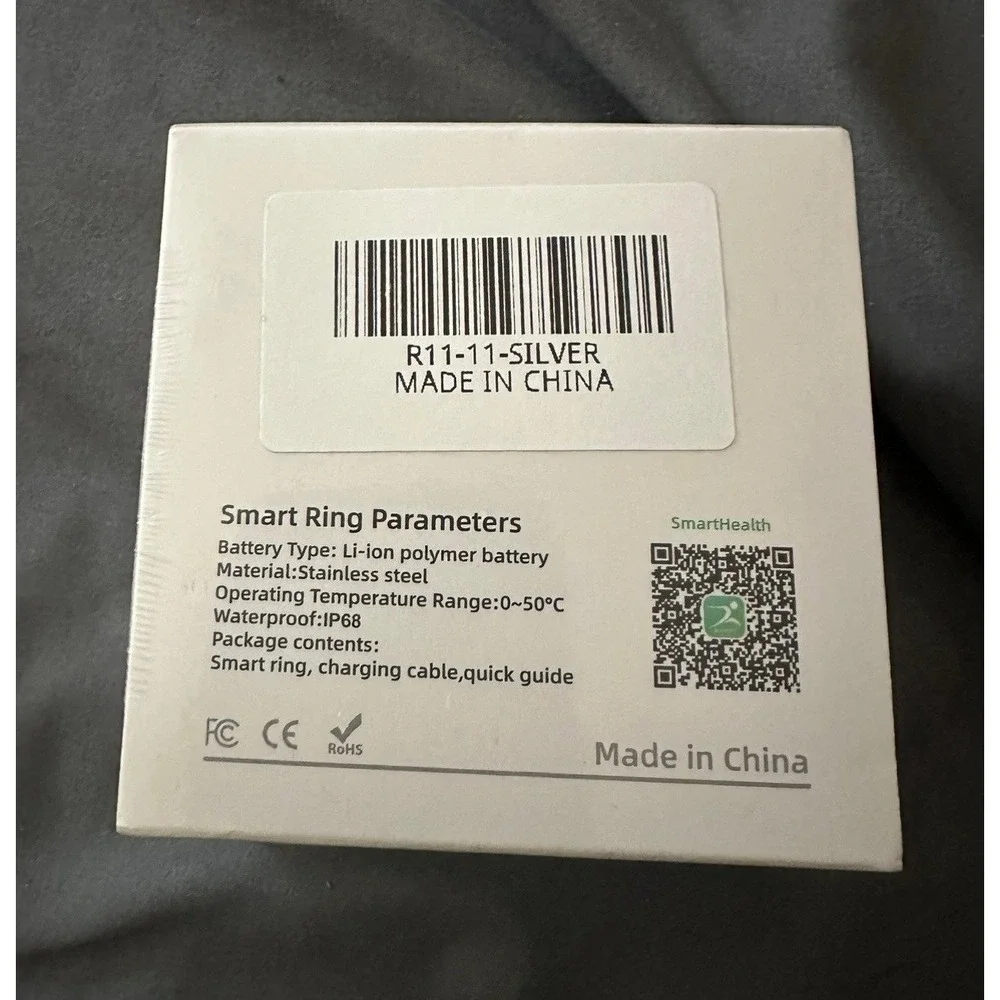 SmartHealth Smart Ring Stainless Steel Silver Waterproof Fitness Tracker Size 10